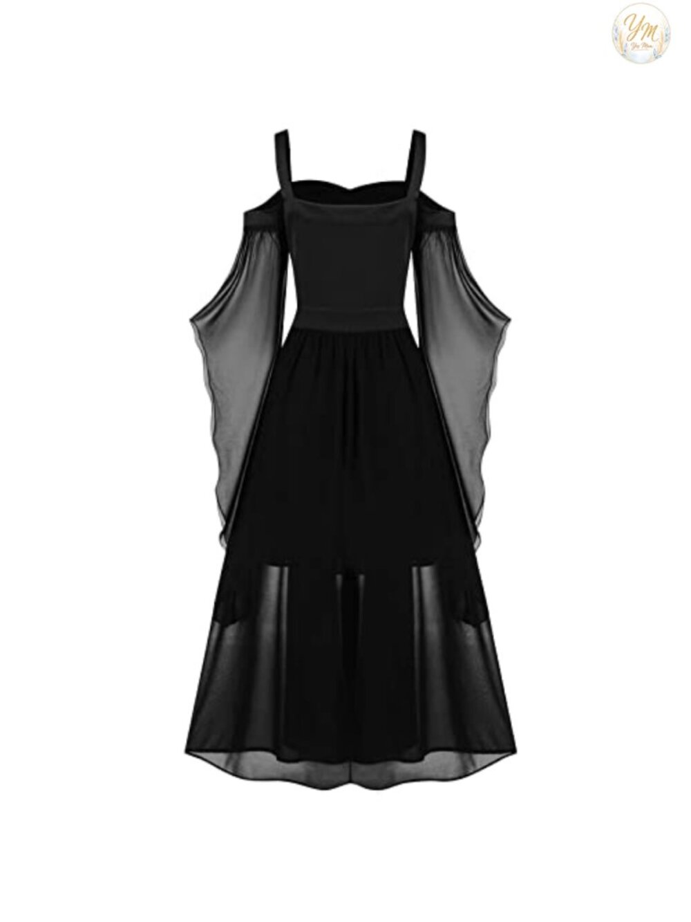 Women Renaissance Gothic Lace Trumpet Sleeve Maxi Dress Costume - Picture 2 of 5
